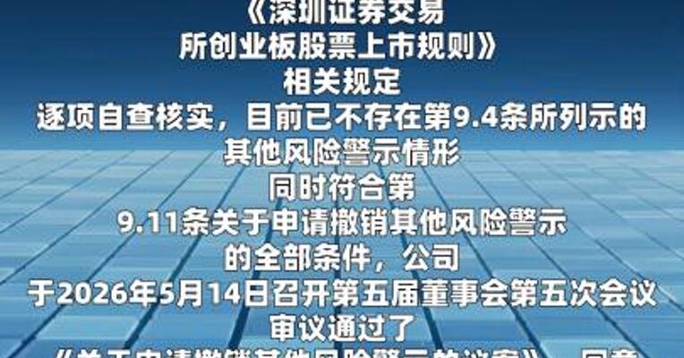 ST联创：申请撤销股票交易其他风险警示