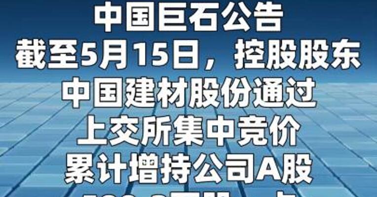 中国巨石：控股股东累计增持590万股