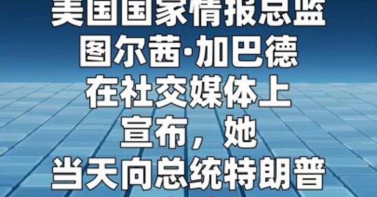美国家情报总监加巴德辞职隐情曝光