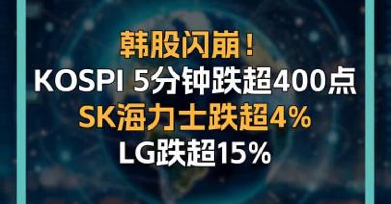 韩股闪崩！ KOSPI 5分钟跌超400点 SK海力士跌超4% LG跌超15%
