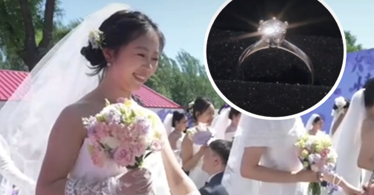 谁的学校结婚直接送钻石？哈工大187对新人举行集体婚礼，学校送自主研发1克拉钻戒！网友：别人大学的硬核与浪漫