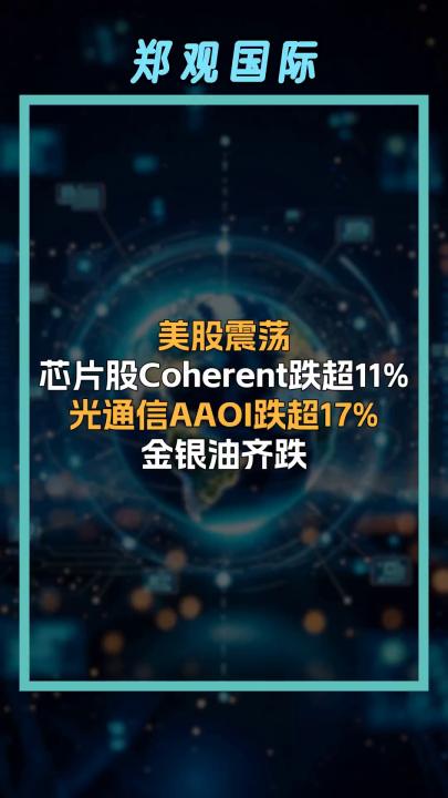 美股震蕩 芯片股Coherent跌超11% 光通信AAOI跌超17% 金銀油齊跌
