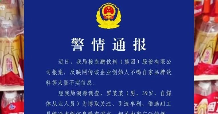 用AI编造散布“东鹏特饮创始人不喝自家饮料”谣言 罗某某（男，39岁）被刑拘