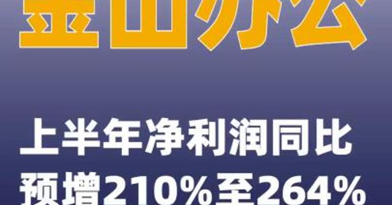 金山办公：上半年净利润同比预增210%至264%