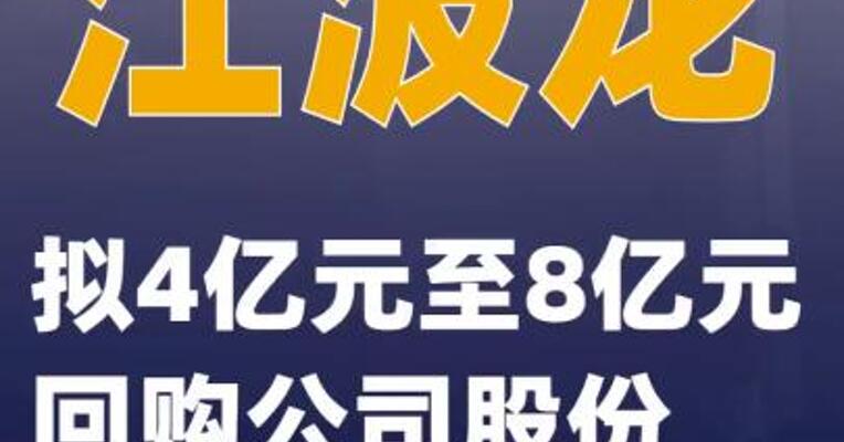 江波龙：拟4亿元至8亿元回购公司股份