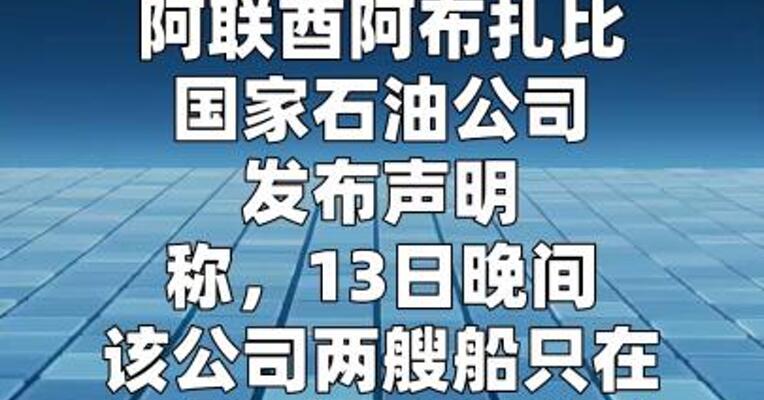阿联酋阿布扎比国家石油公司称两艘船只在霍尔木兹海峡遭袭