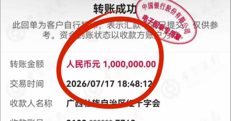 灾情不是网红博取关注的工具！网红称向广西捐款百万迅速涨粉，当地红十字会：未收到个人单笔百万元捐款，据姓名查到一笔1元捐款