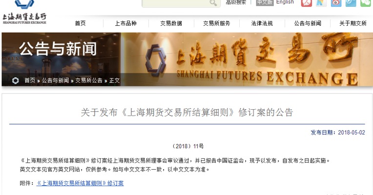 上期所修订结算细则