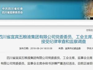 突发！五粮液监事会主席余铭书涉嫌严重违纪违法被审查