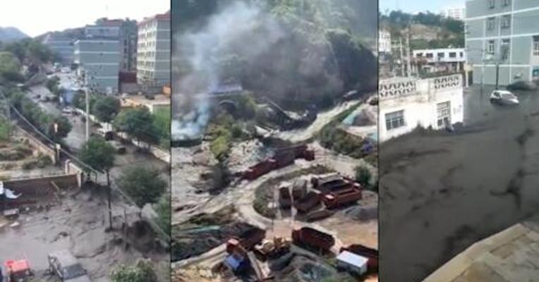视频 |  延安子长一水坝溃坝 附近煤厂及街道被淹