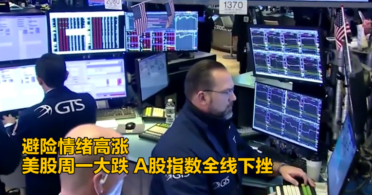 视频｜避险情绪高涨 美股周一大跌 A股指数全线下挫