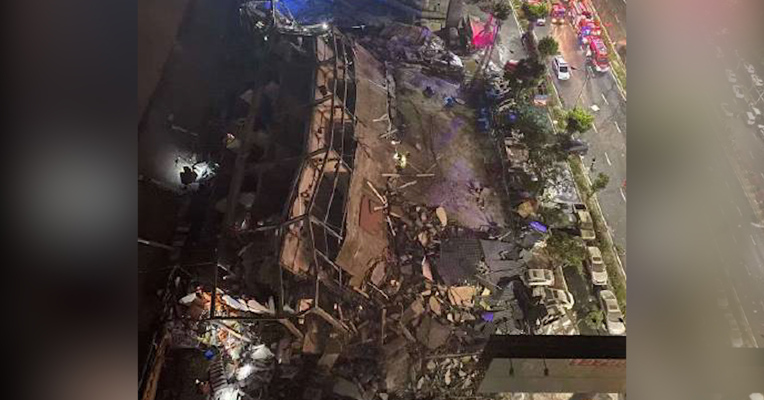 视频丨突发！福建泉州一宾馆发生倒塌 被困人员约70人