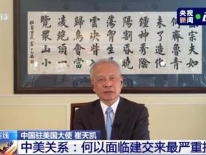 在美留学生情况如何？如何看待美政客打压华为？崔天凯大使回应中美热点问题