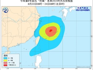 第8号台风“巴威”强度逐渐加强，最强或达超强台风级，台风中心附近海域风力可达13级