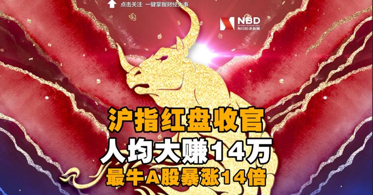 【#沪指鼠年红盘收官# ！股民人均大赚14万，最牛A股暴涨14倍】