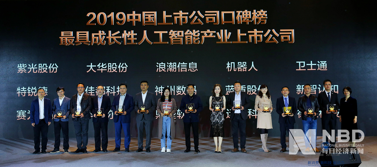 2019年中国上市公司口碑榜 最具成长性人工智能产业上市公司