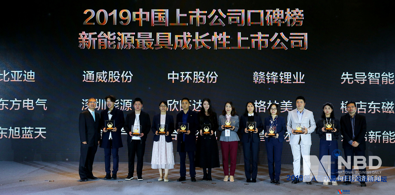 2019年中国上市公司口碑榜 最具新能源成长性上市公司