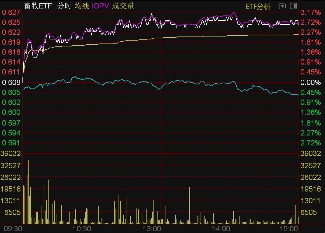 ETF今日收评 | 双创ETF午后成交量明显放大，畜牧养殖相关ETF涨超2%