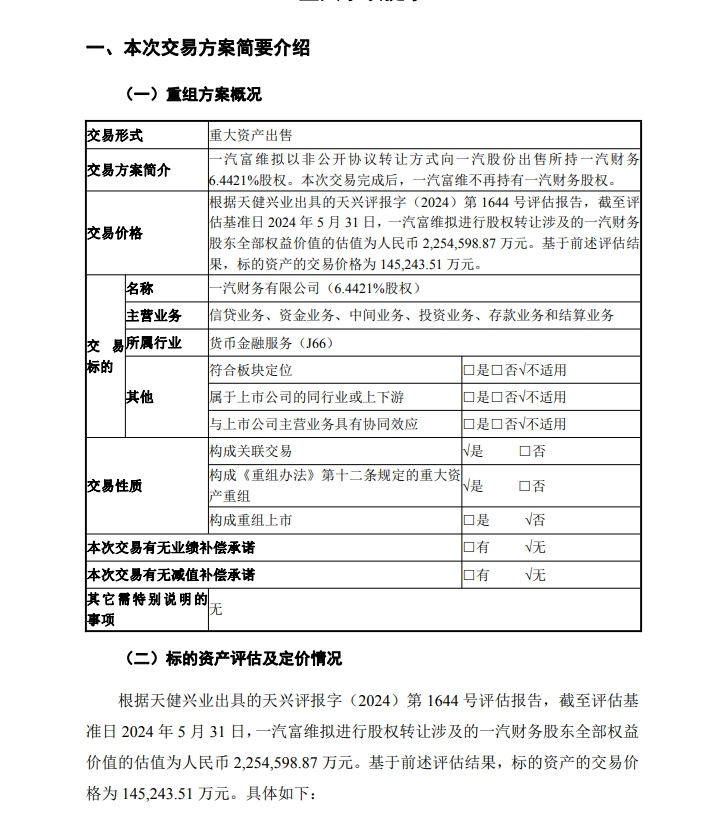 为整体上市做准备？一汽解放、一汽富维同时出售所持一汽财务全部股权