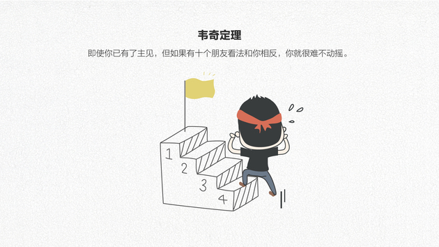 十九,韦奇定理:即使你已有了主见,但如果有十个朋友看法和你相反,你就