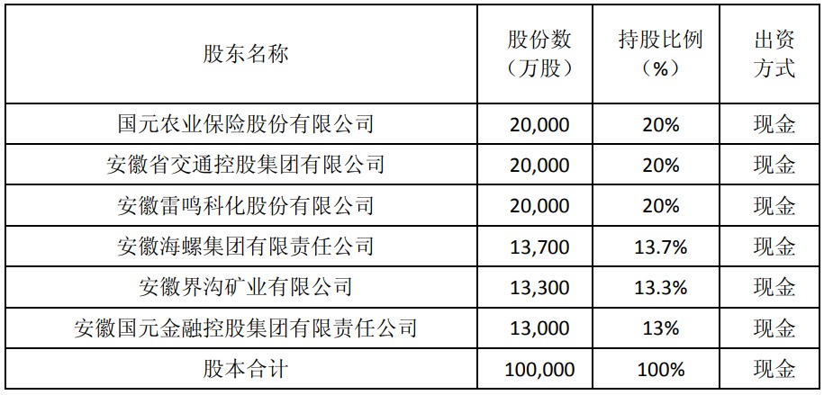国元农村人寿股权结构 公告截图
